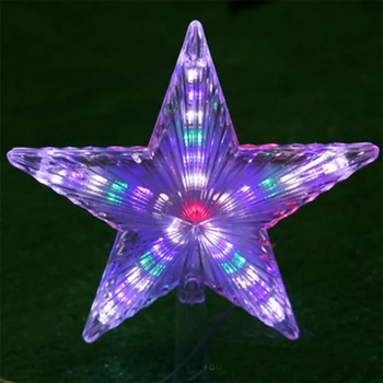 Vandtæt 8 Blinkende Modes LED Pentagram Eventyr Star Light Ornament Jul Xmas Tree Top Dekoration Wedding Party Indretning 1