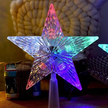 Vandtæt 8 Blinkende Modes LED Pentagram Eventyr Star Light Ornament Jul Xmas Tree Top Dekoration Wedding Party Indretning 3