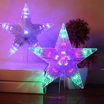 Vandtæt 8 Blinkende Modes LED Pentagram Eventyr Star Light Ornament Jul Xmas Tree Top Dekoration Wedding Party Indretning 4