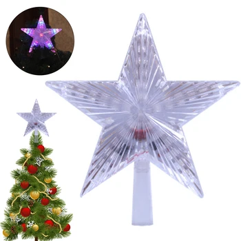 Vandtæt 8 Blinkende Modes LED Pentagram Eventyr Star Light Ornament Jul Xmas Tree Top Dekoration Wedding Party Indretning 5