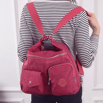 Vandtæt Kvinder Tasker Multifunktion Skuldertaske Nylon Klud Tote Genanvendelige Shopping Taske Ladys Travel Bag Crossbody Taske 4