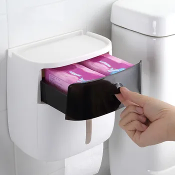 Vandtæt vægbeslag papirholder Hylde til Toilet Papir i en Skuffe Rulle Køkkenrulle Holder CaseTube Storage Box Skuffe Kreative 26727