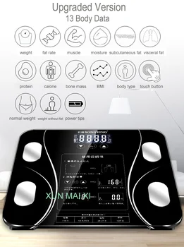 Varm 13 Kroppen Indeks Elektronisk Smart Vægte Badeværelse kropsfedt bmi Skala Digitale Menneskelige Vægt Skalaer-Gulvtæppe lcd-skærm 0