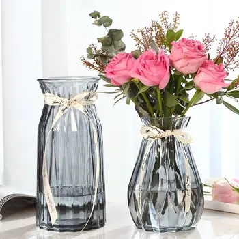 Vase glas, gennemsigtige vand stue sæt blomster blomster i vasen Nordiske enkel rig bambus tør vase 2