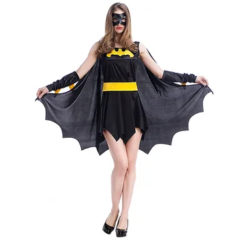 VASHEJIANG Voksen Spandex Bat Helt Kostume til Voksne Kvinder Superwoman Cosplay Halloween, Karneval Super Bat hero Sjove Uniform 15397