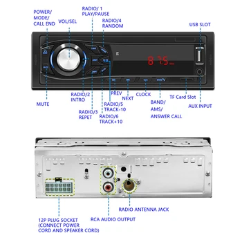 VCACA 1DIN In-Dash Bil Radio Stereo Fjernbetjening Digital Bluetooth Audio Music Stereo 12V Bil-Radio, MP3-Afspiller, USB/SD/AUX-IN 1