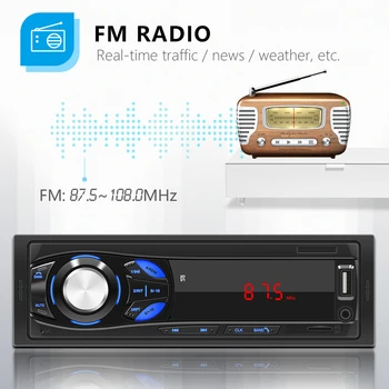 VCACA 1DIN In-Dash Bil Radio Stereo Fjernbetjening Digital Bluetooth Audio Music Stereo 12V Bil-Radio, MP3-Afspiller, USB/SD/AUX-IN 5
