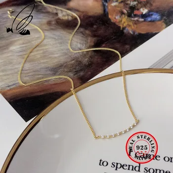 Vedhæng Halskæder 925 Sterling Sølv Zircon Guld Kæde Boho Par Collares Largos Collier Femme 2019 Smykker Til Kvinder Joyas 1