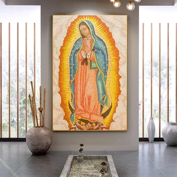 Velsignede Jomfru Maria Portræt Kristne Tradition Lærred Maleri Plakater og Billeder Religion Abstrakte Væg Kunst til Hjemmet Indretning 5
