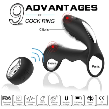 Vibrating Cock Rings Klitoris G-punkt Vibratorer Vibes Stimulatorer sexlegetøj, med Fjernbetjening til Mænd, Kvinder og Par 4