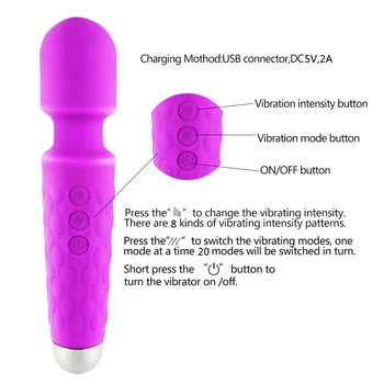 Vibrerende Dildo Klitoris Vibratorer USB Charge Av Magic Wand Vibrator Anal Massageapparat Voksen Sex Legetøj Til Kvinder Safe Silikone Sex Produktion 3