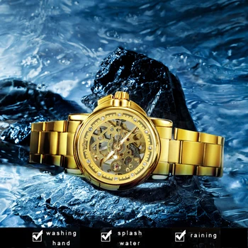 VINDEREN Officielle Golden Kvinder Watch Luksus Elegante Automatisk Mekanisk Armbåndsur i Rustfrit Stål Rem Crystal Ur Piger 2020 2