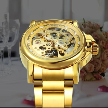 VINDEREN Officielle Golden Kvinder Watch Luksus Elegante Automatisk Mekanisk Armbåndsur i Rustfrit Stål Rem Crystal Ur Piger 2020 5
