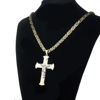 Vintage-Halskæde Halskæde I Rustfrit Stål Byzantinske Kæde Nyt Design Jesu Kors Vedhæng Choker Mænd Kvinder Halskæde