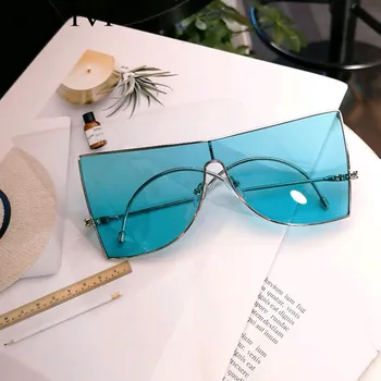 Vintage Overdimensionerede Solbriller Kvinder Metal Cat Eye solbriller Til Mænd, Kvinder Blå Gul Nuance Briller Brillerne Gafas de sol 5