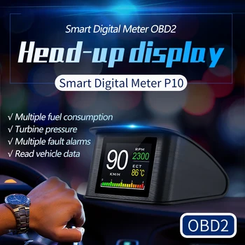 VJOYCAR P10 Opgraderet Bil OBD2 HUD (Head-Up Display Hastighedsoverskridelse Advarsel Olie-Vand Temperatur Måler Digital OBDii Diagnostisk Værktøj 0