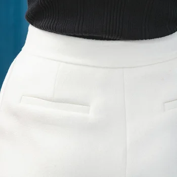 VOA snedækket plateau dobbelt-sidet lille cashmere en spænde skrå slip lomme udsøgt vilde ren hvid cashmere shorts SK992