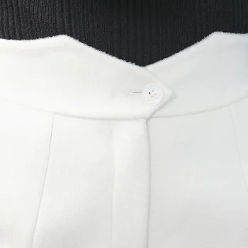 VOA snedækket plateau dobbelt-sidet lille cashmere en spænde skrå slip lomme udsøgt vilde ren hvid cashmere shorts SK992 3