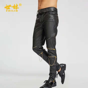 Vogue af nye fund af 2020 zip læder bukser Mænds læder bukser 29194