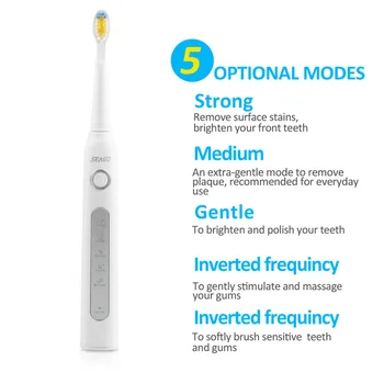 Voksen Sonic Elektrisk Tandbørste Seago SG-507 Genopladelige tandbørste 5 Tilstande Dybt Mundtlig Ren, Blød Dupont Børste Hoveder 0