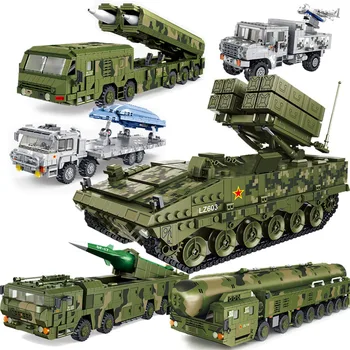 War-serien Militære teknologi Raketter Bil Grønne Battle tank byggesten Mursten Modulære MOC Legetøj Skaberen Pædagogiske Modulære 4