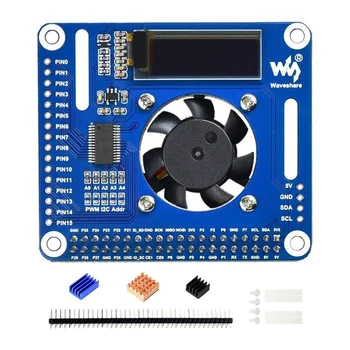 Waveshare PWM-Kontrolleret Fan HAT til Raspberry Pi med I2C Bus PCA9685 Driver Temperatur Overvågning 8073