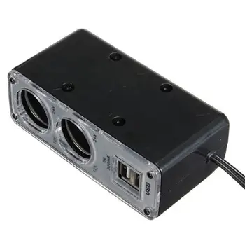 WF-0023 Dual-USB-Udgang 2-Vejs Bil Lighter Stik Splitter Oplader Adapter 0