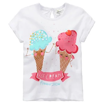 White Ice cream Piger, Tøj, T-Shirts, Trøjer Børn Bluser kids Tee Skjorter af Top Kvalitet piger tøj- Bomuld 0