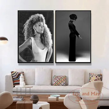 Whitney Houston Super Musik-Stjernede Pop Sanger Kunst Maleri Vintage Lærred, Plakat På Væggen I Hjemmet Indretning 1