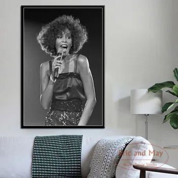 Whitney Houston Super Musik-Stjernede Pop Sanger Kunst Maleri Vintage Lærred, Plakat På Væggen I Hjemmet Indretning 3
