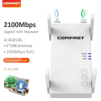 WIFI Extender 5GWIFI Repeater 2100Mbps trådløse router range forstærker, trådløse wifi signal booster dual-band antenne med WPS 1