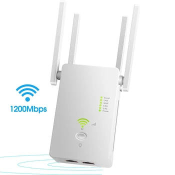 WiFi Repeater Signal Forstærker 1200 M Trådløse Router Netværk Extender Til 2,4/5,8 G WiFi 2 Porte (EU Stik) 1