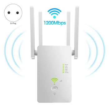 WiFi Repeater Signal Forstærker 1200 M Trådløse Router Netværk Extender Til 2,4/5,8 G WiFi 2 Porte (EU Stik) 4