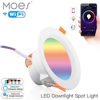 WiFi Smart LED Downlight Dæmpning Runde Spot Lys 7W RGB farveskift 2700K-6500K Warm Cool lettere Arbejde med Alexa, Google Startside 4