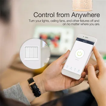 WiFi Smart Lys 2-Vejs Multi-control-tasten Tryk på Knappen Smart-Liv/Tuya APP Voice Kontrol med Alexa, Google Startside 1/2/3 Bande 2