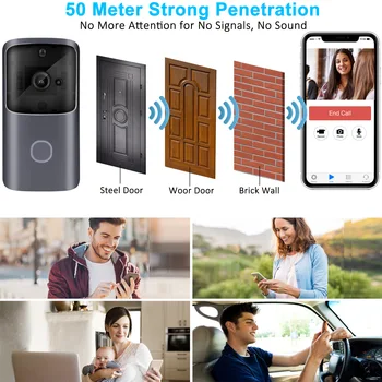 Wireless WiFi Ultra-klar Visuel Smart Dørklokken Husstand med Lav Stemme Intercom Alarm 4