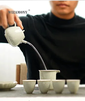 WIZAMONY Græs og Træ Glasur te pot 130ml Keramik Kunst Tay Kinesiske Te-Sæt Porcelæn T Ler Antikke Tekande Drinkware