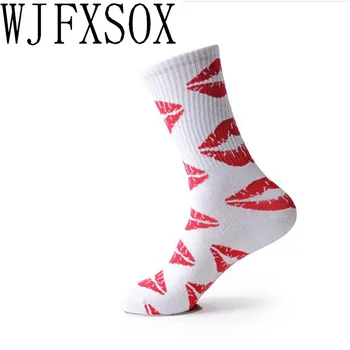 WJFXSOX 5 par Tidevandet sokker Retro elskende kysse sokker Skateboard læber bomuld drenge piger Meias kvinder unisex Mænd Harajuku Hamp Sokker 3