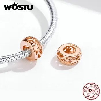 WOSTU 925 Sterling Sølv Græs Mønster Spacer Charms Guld Perler Passer Oprindelige Armbånd, Vedhæng Mode Smykker CQC716-C 3