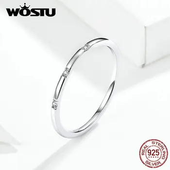 WOSTU Ægte 925 Sterling Sølv Minimalistisk Ring For Kvinder Fine vielsesringe Engagement Elsker Fine Smykker FIR591 3