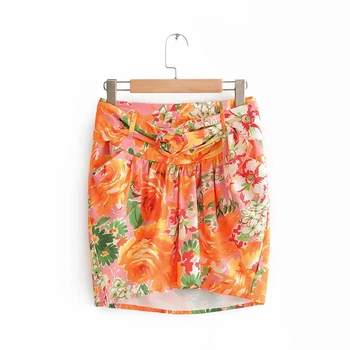 Wowmen vinger blomster mini nederdele 2020 fashion damer plisserede knappen abone lnee nederdel, elegant tæve prairie chik stil