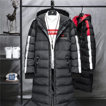 WWKK 2020 Herre Long Down Jacket Coat Luksus Mærke Vinteren Solid Black Parkacoats Mænd Plus Størrelse 4XL, Varm, Slim Fit Mandlige Overfrakke 4