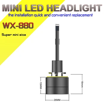 WX-H27/880/881 LED Bil Forlygte Pærer Tåge lys, Super mini 30W 6000K 9000Lm, H1 H3 H4/HB2 H7 9005/HB3 9006/HB4 H8 H9 H11 5202 1