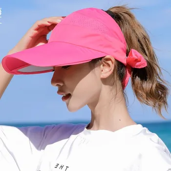 XdanqinX solskærm Udtrækkelig Kvinders solhatte Sommeren Nye Damer Tom Top Hat Anti-UV Overdimensionerede solskærm Stranden Hatte Til Kvinder 5