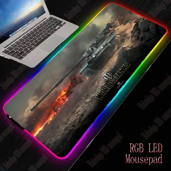 XGZ World of Tanks RGB Stor Gaming Gamer Computer USB-Kabel-LED Belysning Farverige Lysende Non-slip Musemåtte, Bruser Pad Mus Mat 6579
