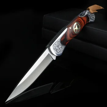 XUANFENG Folde Kniv Kniv mini lommekniv Træ Håndtag Fiskeri EDC knive med en Kniv dæksel 0