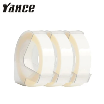 Yance 3stk hvid 9MM 6MM og 12MM 3D Prægning Tape til Dymo Prægning Label Maker PVC-label Dymo Tape for Motex E101 5