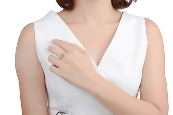 Yanleyu Ægte 925 Sterling Sølv 1 Carat CZ Diamant Engagement Bryllup Bands Ringe til Kvinder Stempel S925 Fine Smykker PR147 28742
