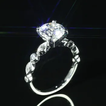 Yanleyu Ægte 925 Sterling Sølv 1 Carat CZ Diamant Engagement Bryllup Bands Ringe til Kvinder Stempel S925 Fine Smykker PR147 4