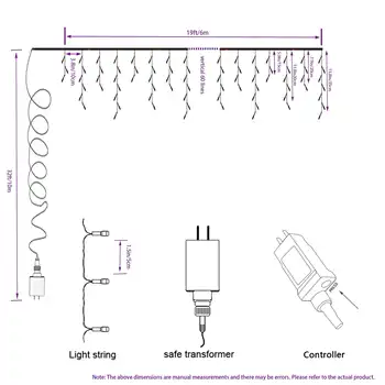 YASENN 300 LED 6M Icicle Lys,String Lys til Fest Have juletræ gårdhave væggen udhæng Soveværelse Udendørs udsmykning 4